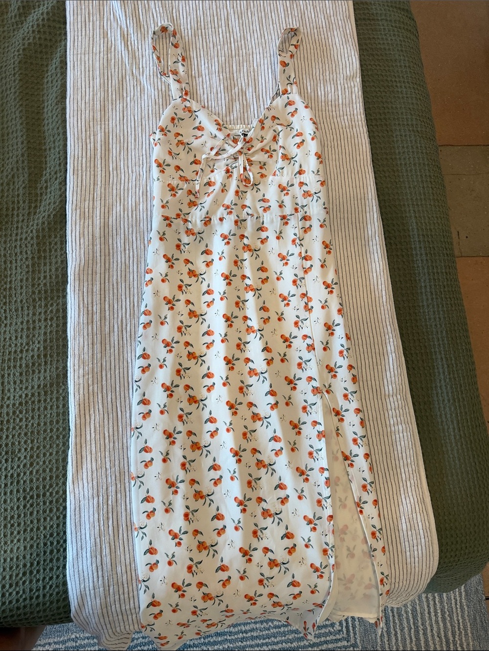 Floral Orange Print Dress - White with Orange Accents